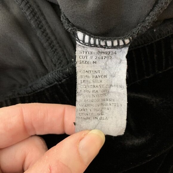 Cut Loose Womens Size M Black Velvet Pull On Pants Rayon Silk Ankle Holiday - Picture 8 of 13